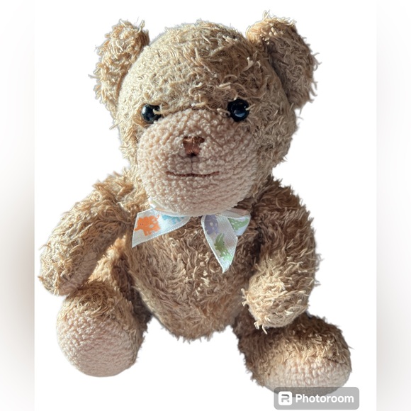 Prestige Toy Corp Tykes Brown Plush Teddy Bear W/ Rattle Animal Print Bow #93986 - Picture 1 of 5